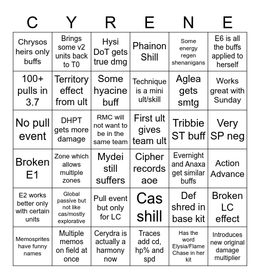 Cyrene Bingo Time (4 in a row) Bingo Card