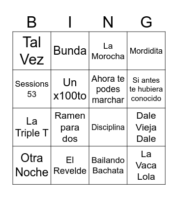 Bingo Musical 2do 2da Bingo Card