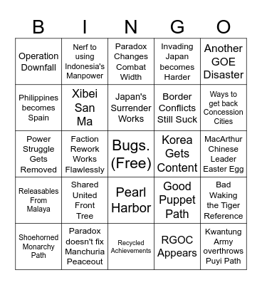 -0 Bingo Card