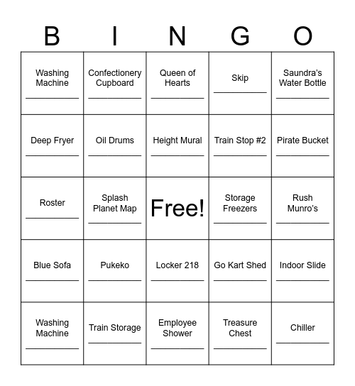 Scavenger Hunt Bingo Card