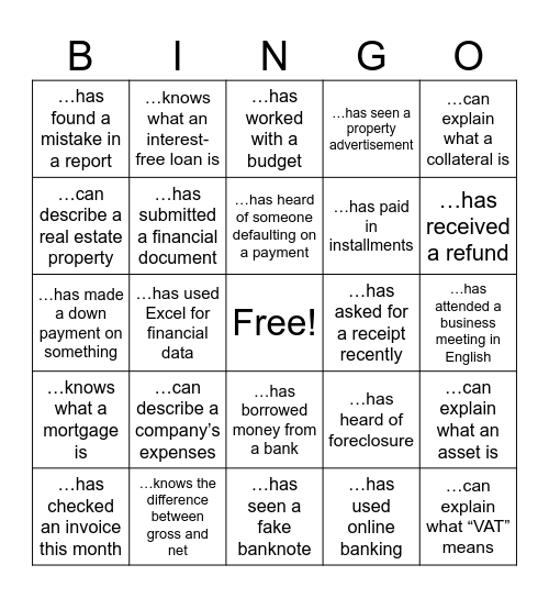 Find someone who... Bingo Card