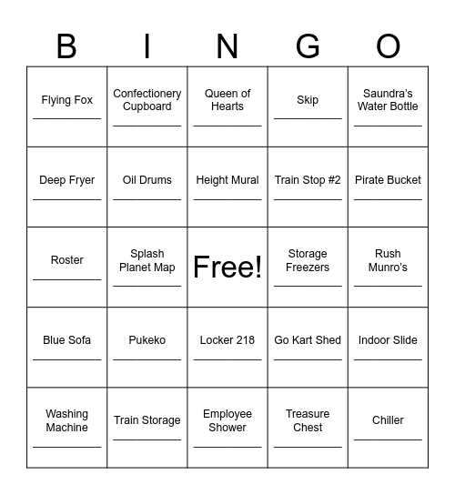 Scavener Hunt Bingo Card
