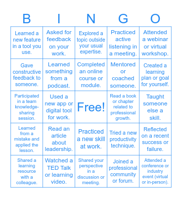 Learning Bingo Card