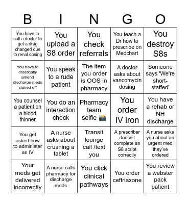 World Pharmacists Day Bingo – Ward Pharmacists Bingo Card