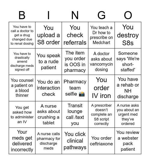 World Pharmacists Day Bingo – Ward Pharmacists Bingo Card