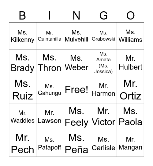 Teacher Trivia Bingo Card