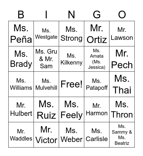 Teacher Trivia Bingo Card