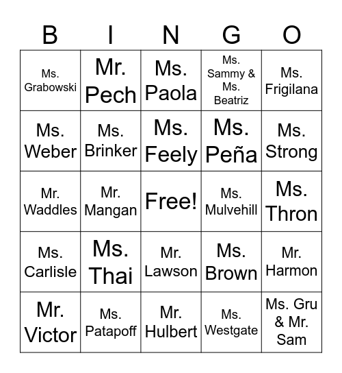Teacher Trivia Bingo Card