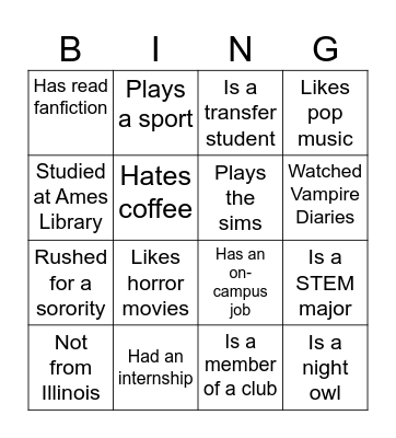Know Your Neighbor Bingo Card
