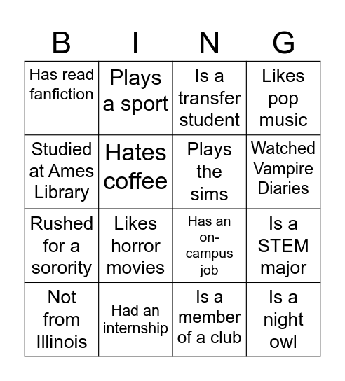 Know Your Neighbor Bingo Card