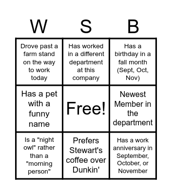 Retail Lending Fall Luncheon Bingo Card