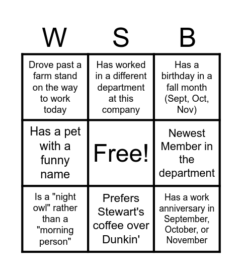 Retail Lending Fall Luncheon Bingo Card