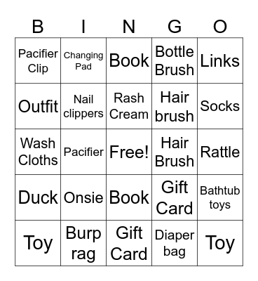 Baby Christie Bingo Card