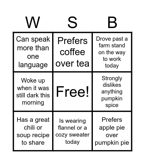 Retail Lending Fall Luncheon Bingo Card