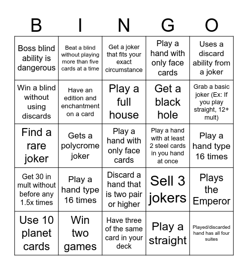 BALATRO BINGO Card