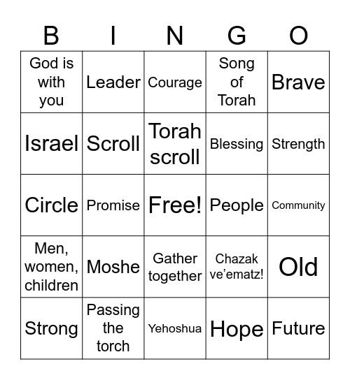 Parashat Vayelech Bingo Card
