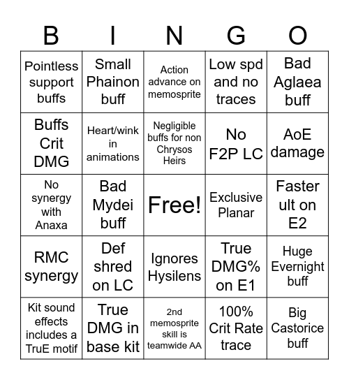 Cyrene v1 Bingo Card