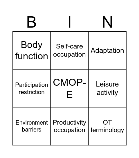 OT Bingo Card