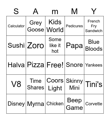 Dad's 70th Birthday Bingo Card