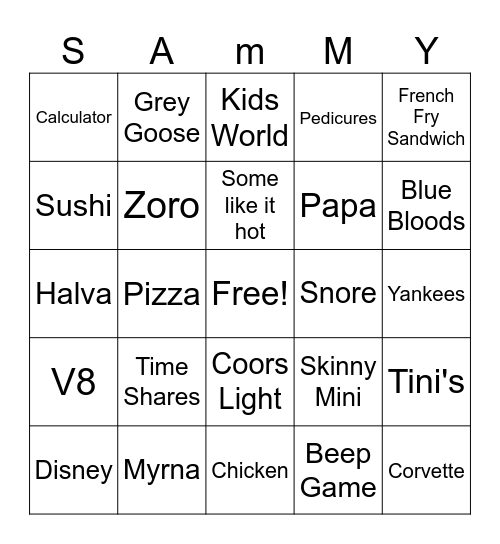 Dad's 70th Birthday Bingo Card