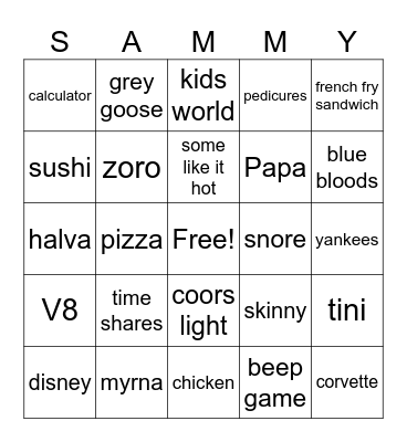 Dad's 70th Birthday Bingo Card