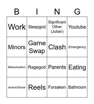 Leaving Bingo Card