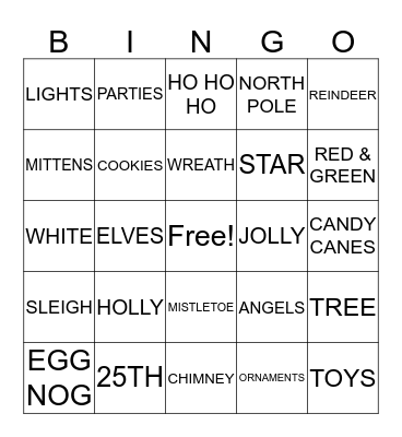 HAPPY CHRISTMAS Bingo Card