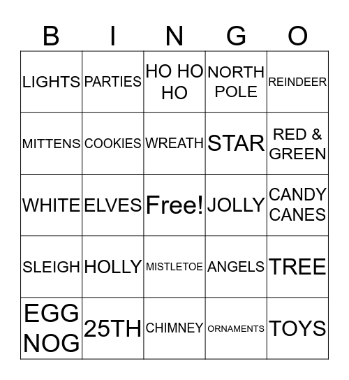HAPPY CHRISTMAS Bingo Card