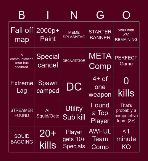 RANDOM Anarchy Bingo Card