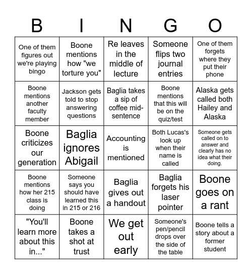 Accounting Bingo Card