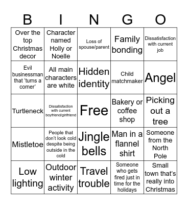 Hallmark Christmas Movie Bingo Card