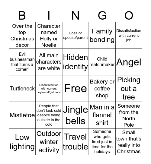 Hallmark Christmas Movie Bingo Card