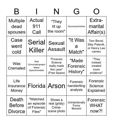 Forensic Files Bingo Card