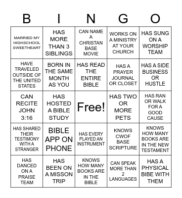 CWOF ENCOUNTER ICEBREAKER Bingo Card