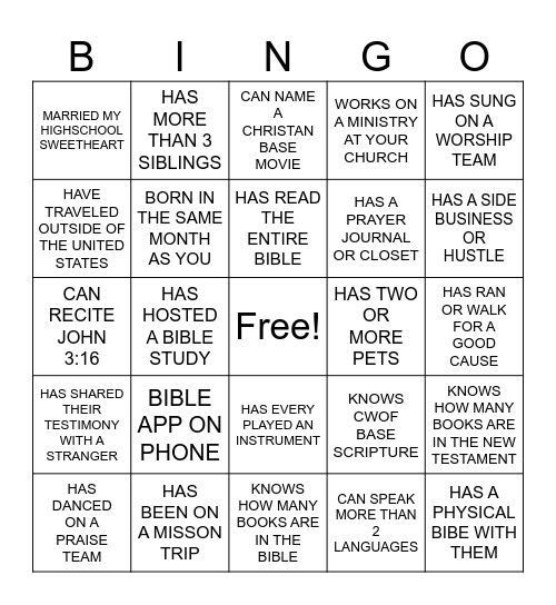 CWOF ENCOUNTER ICEBREAKER Bingo Card