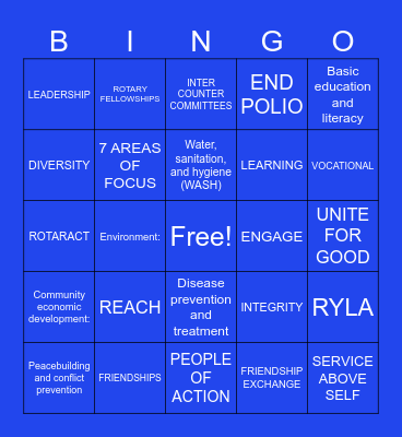 rotary Bingo Card