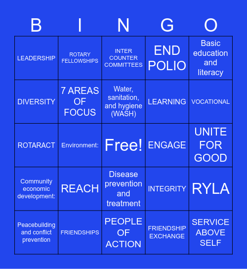 rotary Bingo Card