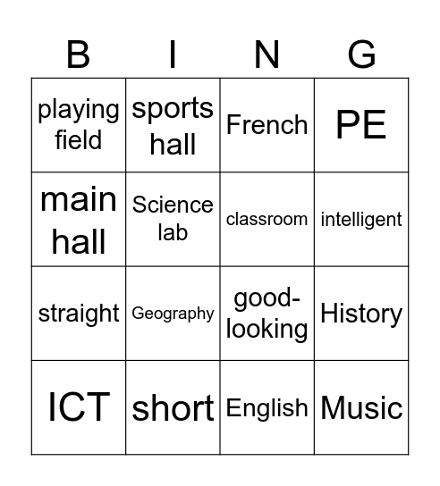 Grade 7 Bingo Card