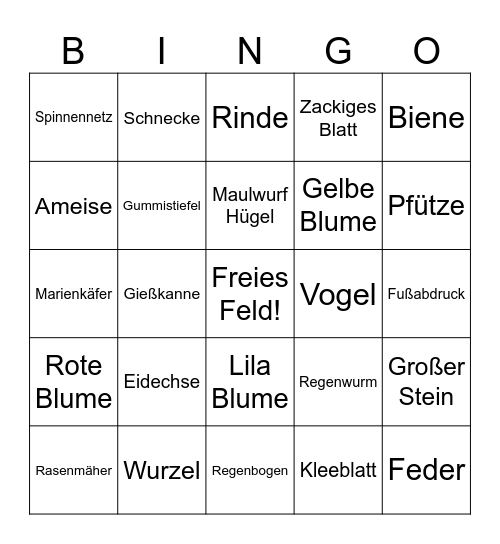 Garten Bingo Card