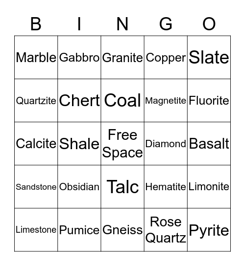 Rock Hard Bingo Card