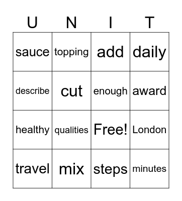 Grade 4 Unit 1 Bingo Card