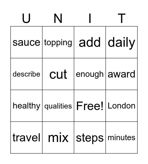 Grade 4 Unit 1 Bingo Card