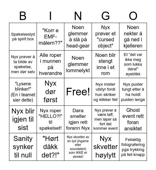 Nyx' Phasmo-bingo! Bingo Card