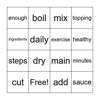 Unit 2 Bingo Card