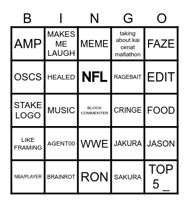 TIKTOK BINGO Card
