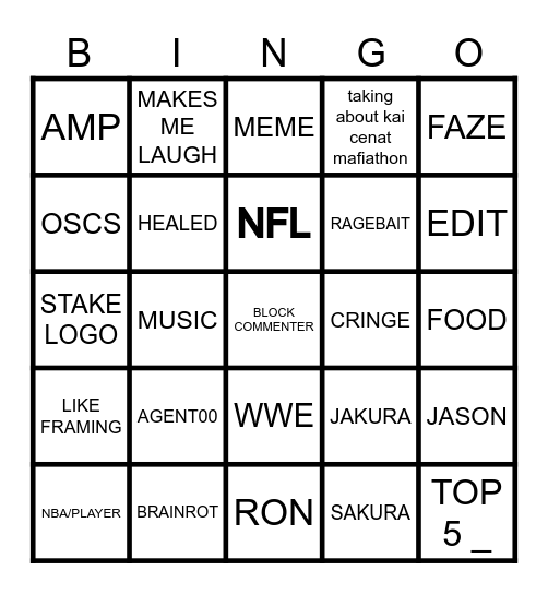 TIKTOK BINGO Card