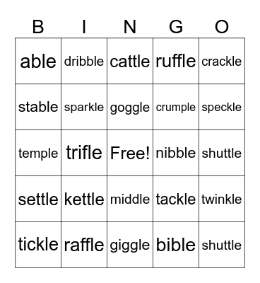 - le Bingo Card