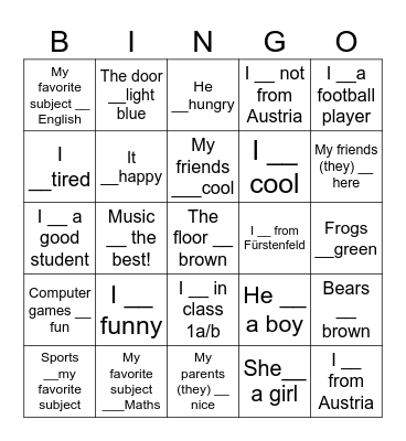 To be Bingo Card