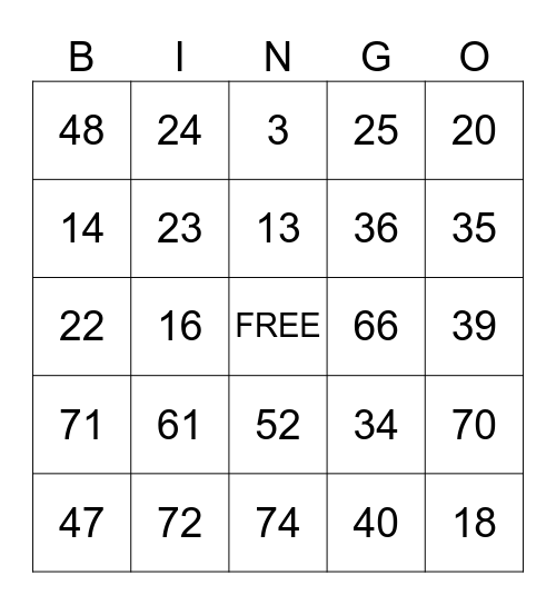 Halloween Bingo Card