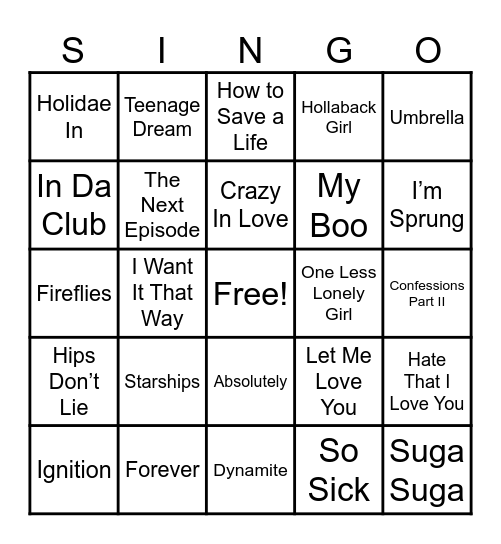 The Hunter Games Bingo Card
